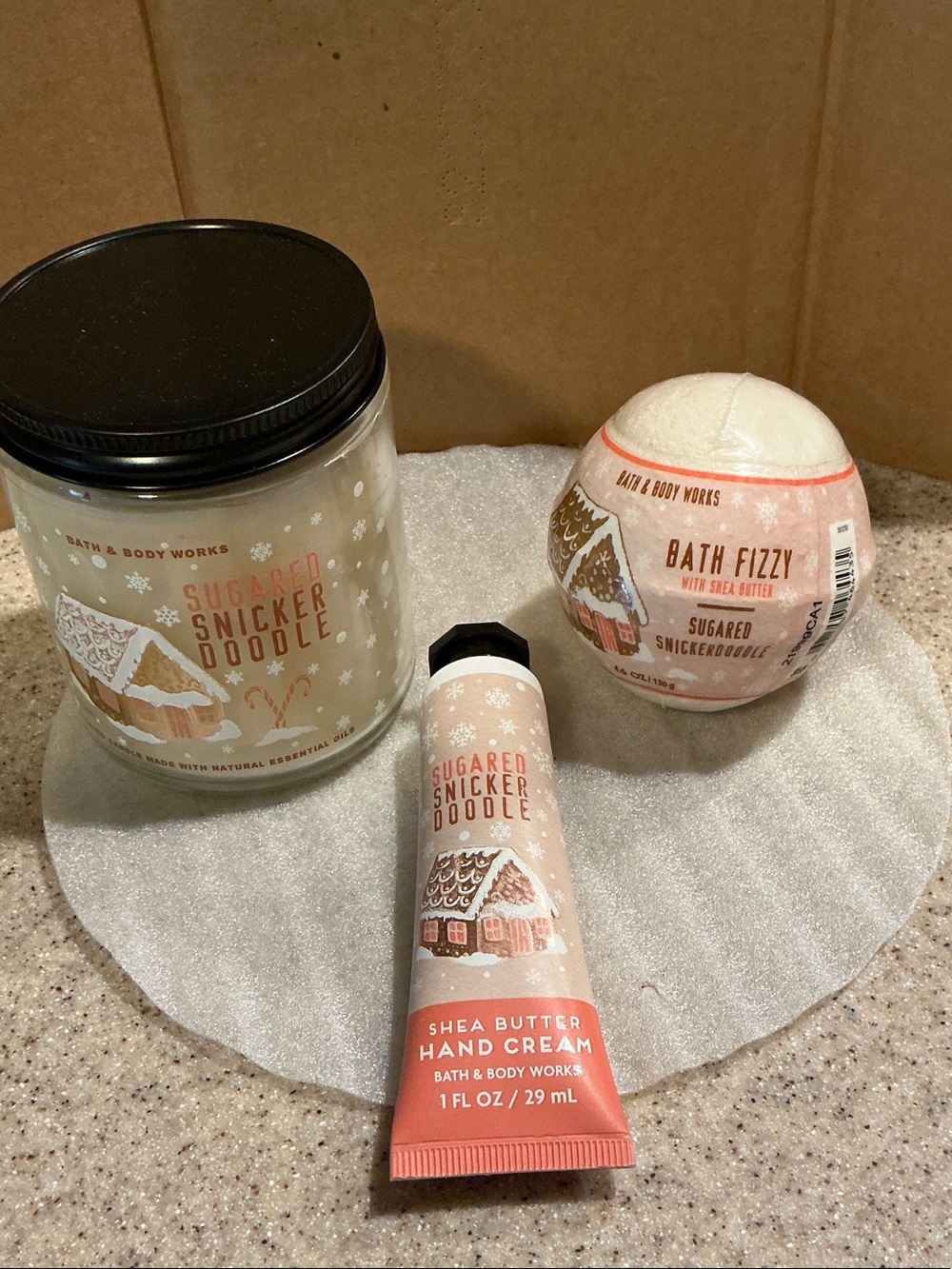 Bath & Body Works Sugared Snickerdoodle Lot: Candle, Handcream, Bath Bomb NEW